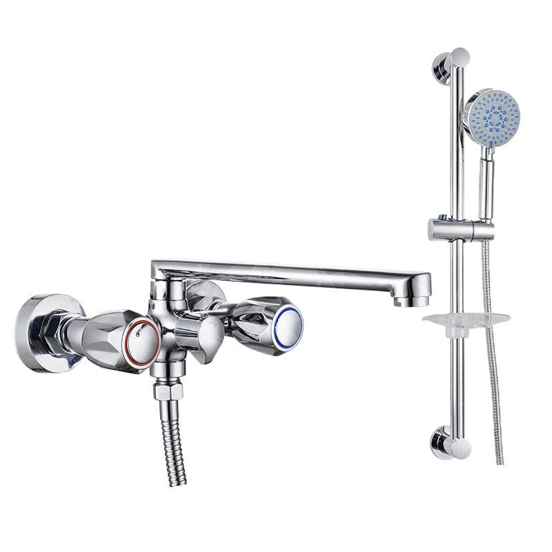 Contemporary Tub Tap Trim Chrome Wall Mounted Swivel Spout with Handheld Shower -Bathlova