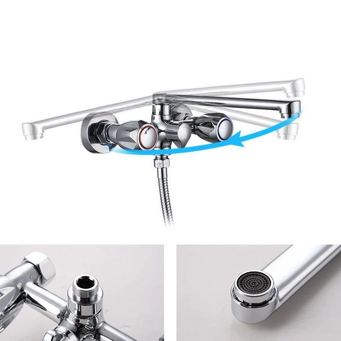 Contemporary Tub Tap Trim Chrome Wall Mounted Swivel Spout with Handheld Shower -Bathlova