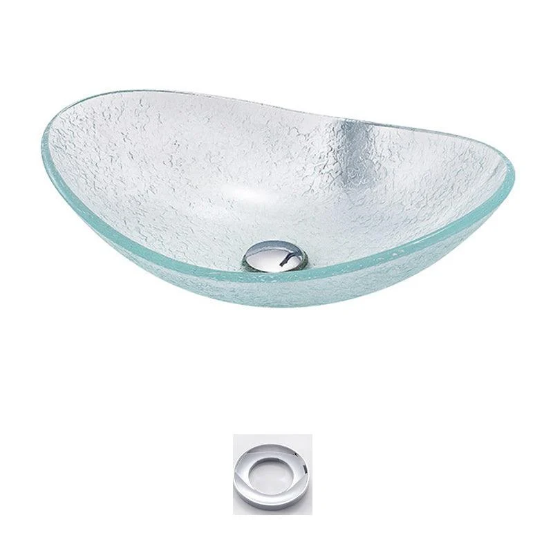 Contemporary Vessel Oval Glass with Pop-Up Drain Vessel Lavatory Sink -Bathlova