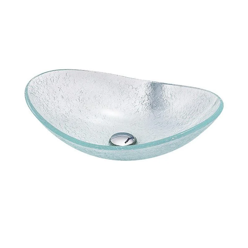 Contemporary Vessel Oval Glass with Pop-Up Drain Vessel Lavatory Sink -Bathlova