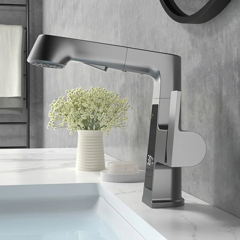 Contemporary Vessel Sink Bathroom Tap Swivel Spout with Pull Out Sprayer -Bathlova