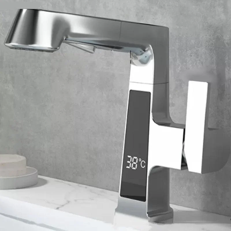 Contemporary Vessel Sink Bathroom Tap Swivel Spout with Pull Out Sprayer -Bathlova