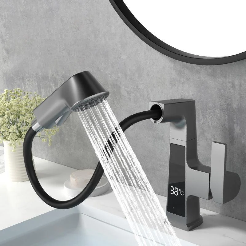 Contemporary Vessel Sink Bathroom Tap Swivel Spout with Pull Out Sprayer -Bathlova