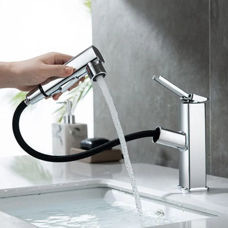 Contemporary Vessel Sink Tap Copper Single Handle Low Arc Retractable Vessel Tap -Bathlova