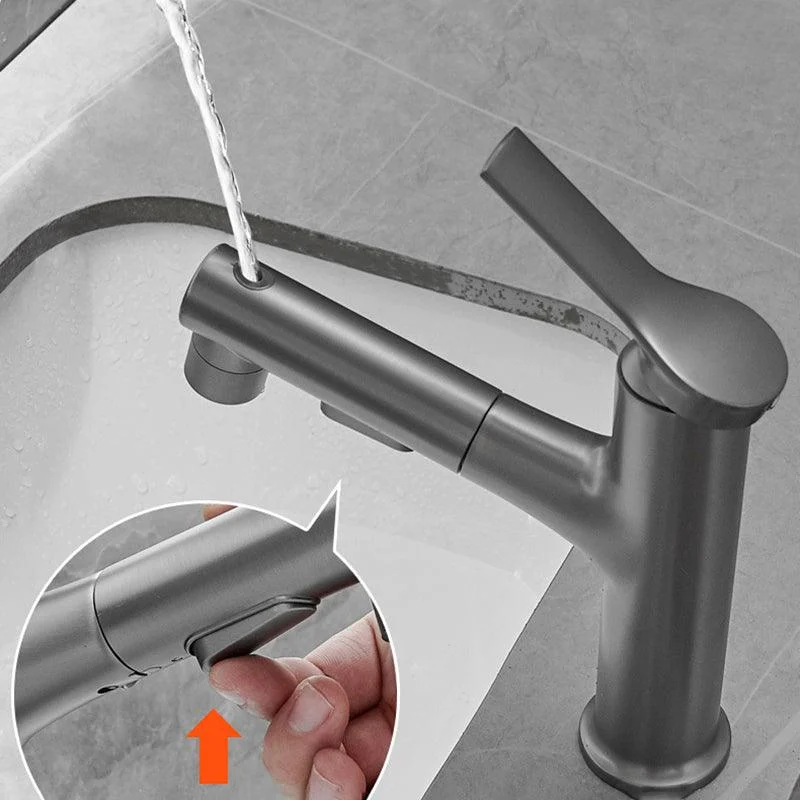 Contemporary Vessel Tap Copper Single Handle Low Arc Retractable Vessel Tap for Home -Bathlova