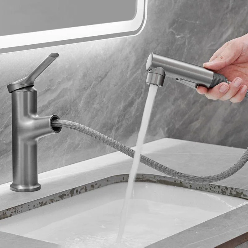 Contemporary Vessel Tap Copper Single Handle Low Arc Retractable Vessel Tap for Home -Bathlova