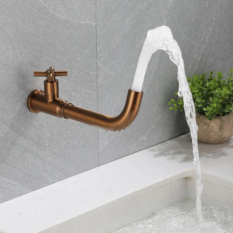 Contemporary Vessel Tap Stainless Steel Cross Handles Wall Mounted Bathroom Tap -Bathlova