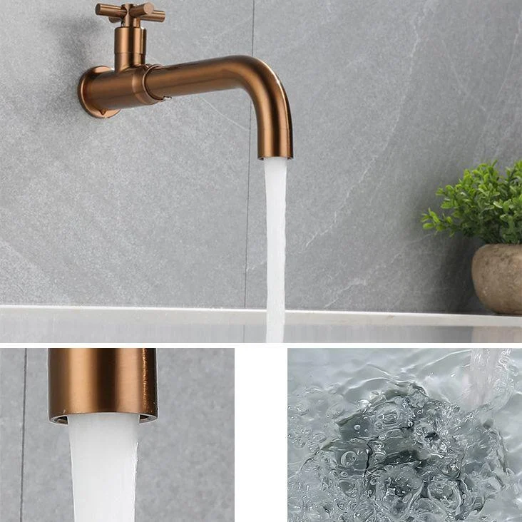 Contemporary Vessel Tap Stainless Steel Cross Handles Wall Mounted Bathroom Tap -Bathlova