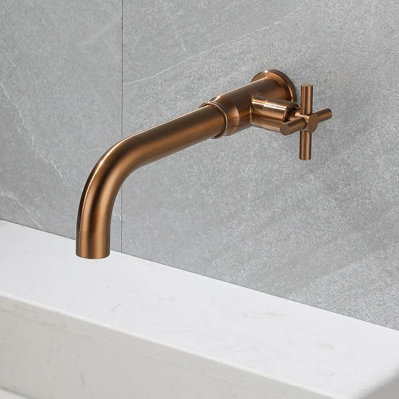 Contemporary Vessel Tap Stainless Steel Cross Handles Wall Mounted Bathroom Tap -Bathlova