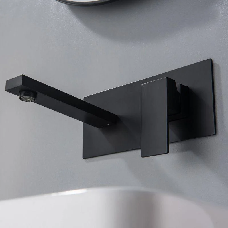 Contemporary Wall Mounted Bathroom Tap Copper Single Handle Low Arc Vessel Tap -Bathlova