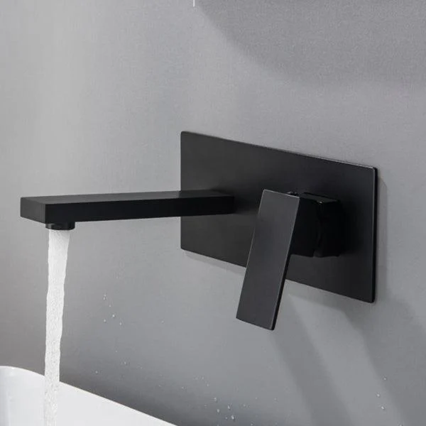 Contemporary Wall Mounted Bathroom Tap Copper Single Handle Low Arc Vessel Tap -Bathlova