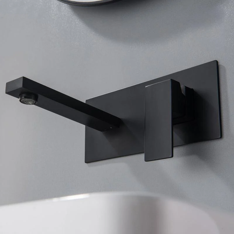 Contemporary Wall Mounted Bathroom Tap Copper Single Handle Low Arc Vessel Tap -Bathlova