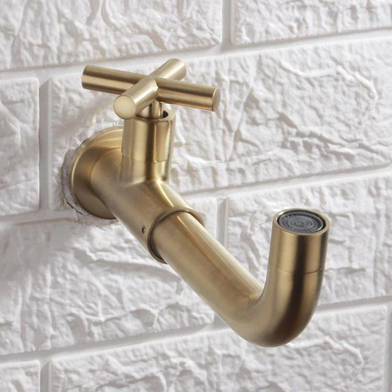 Contemporary Wall Mounted Bathroom Tap Cross Handles Stainless Steel Tap -Bathlova