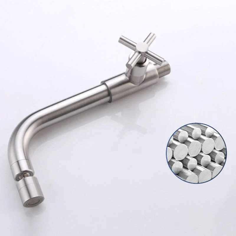 Contemporary Wall Mounted Bathroom Tap Cross Handles Stainless Steel Tap -Bathlova