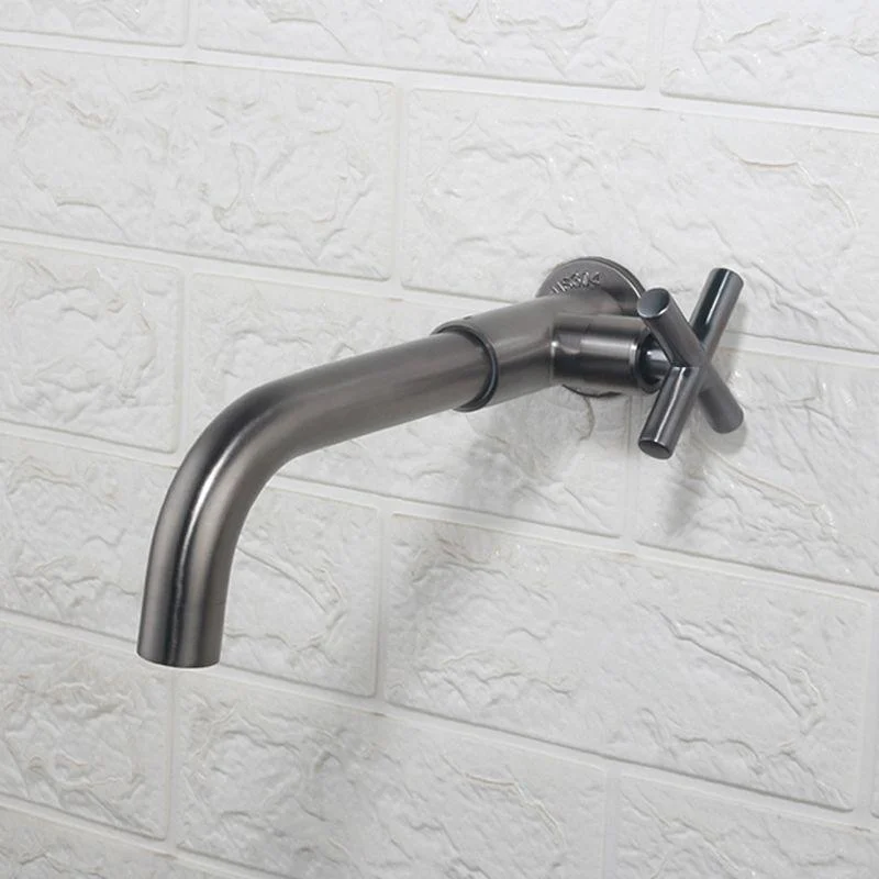 Contemporary Wall Mounted Bathroom Tap Cross Handles Stainless Steel Tap -Bathlova