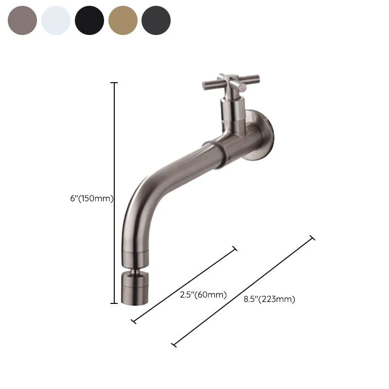 Contemporary Wall Mounted Bathroom Tap Cross Handles Stainless Steel Tap -Bathlova