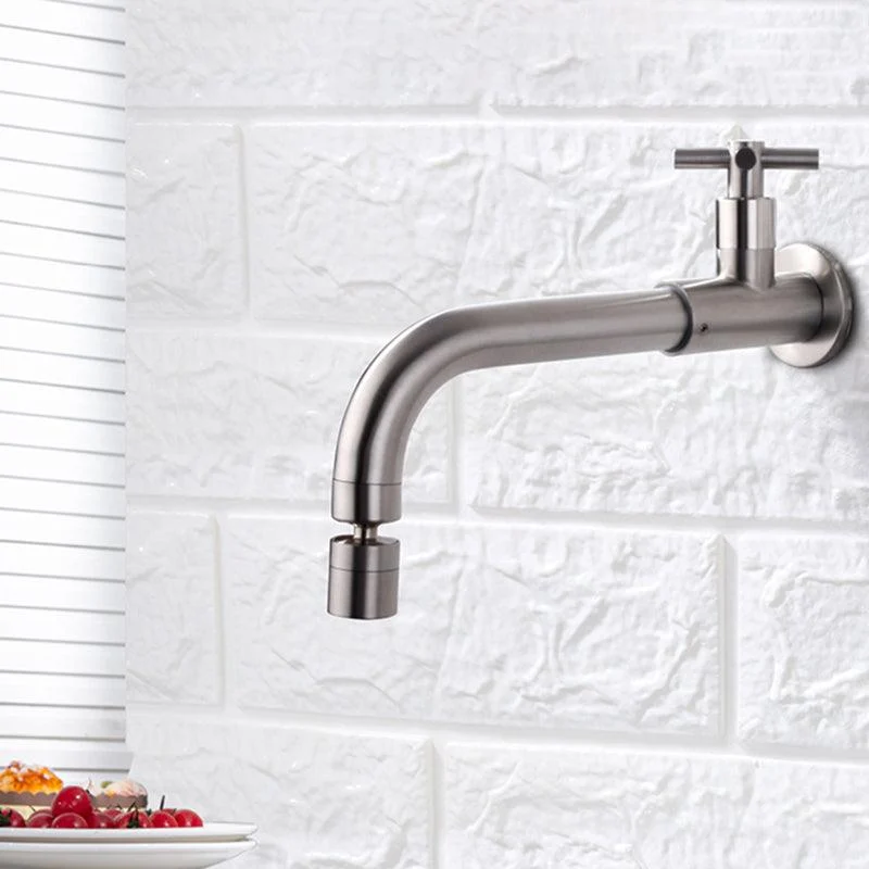 Contemporary Wall Mounted Bathroom Tap Cross Handles Stainless Steel Tap -Bathlova