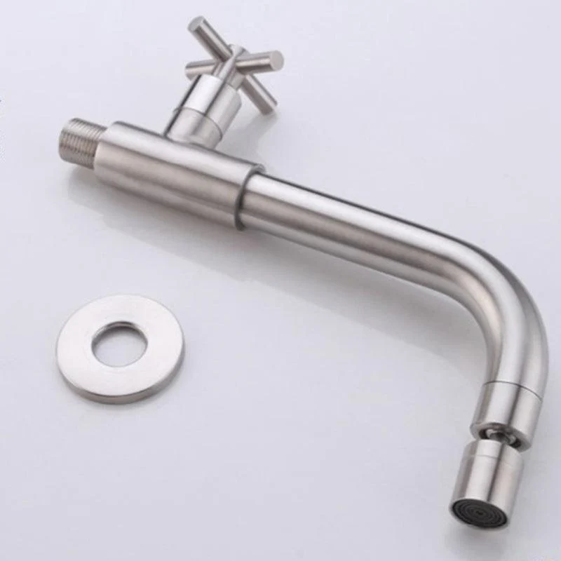 Contemporary Wall Mounted Bathroom Tap Cross Handles Stainless Steel Tap -Bathlova