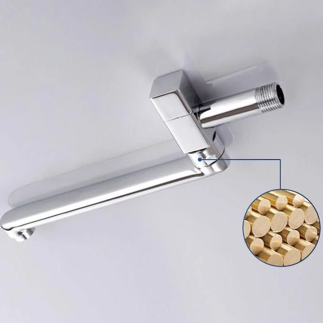 Contemporary Wall Mounted Bathroom Tap Knob Handle Low Arc Rotatable Solid Brass Tap -Bathlova