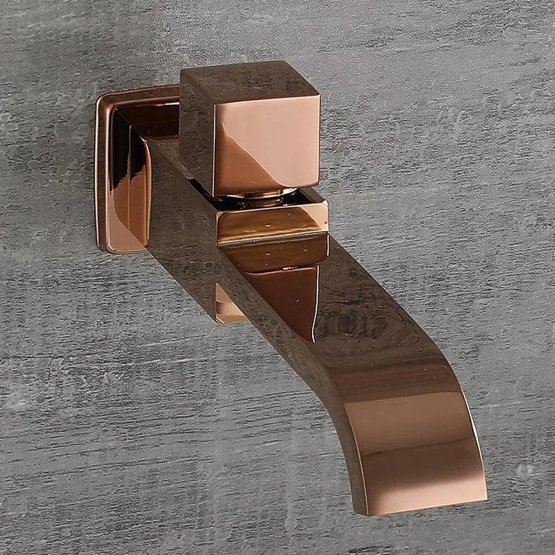 Contemporary Wall Mounted Bathroom Tap Knob Handle Solid Brass Square Tap -Bathlova