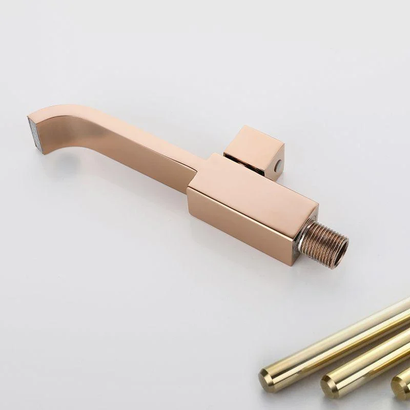 Contemporary Wall Mounted Bathroom Tap Knob Handle Solid Brass Square Tap -Bathlova