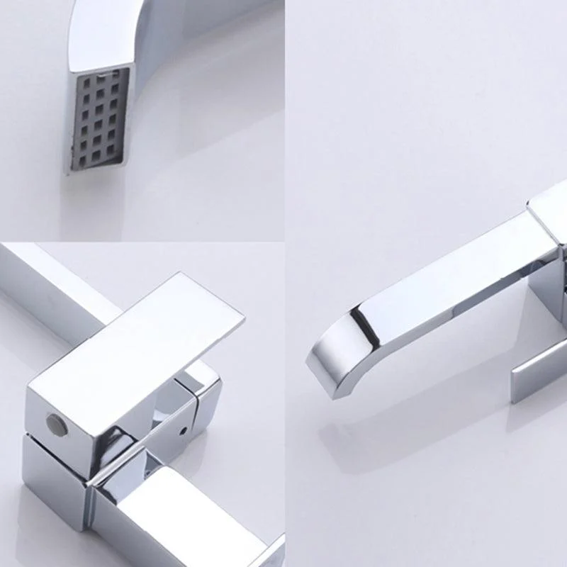 Contemporary Wall Mounted Bathroom Tap Lever Handles Low Arc Rotatable Brass Tap -Bathlova