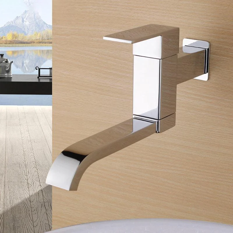 Contemporary Wall Mounted Bathroom Tap Lever Handles Low Arc Rotatable Brass Tap -Bathlova