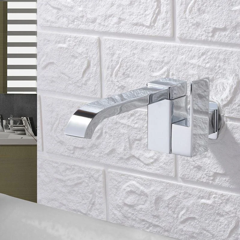 Contemporary Wall Mounted Bathroom Tap Lever Handles Low Arc Rotatable Brass Tap -Bathlova