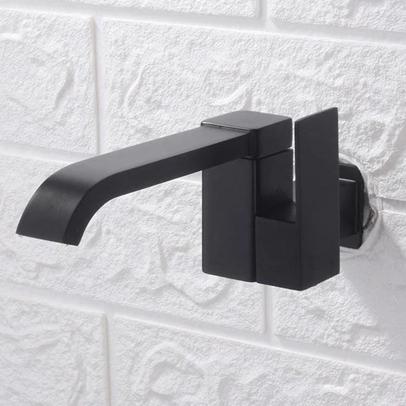 Contemporary Wall Mounted Bathroom Tap Lever Handles Low Arc Rotatable Brass Tap -Bathlova