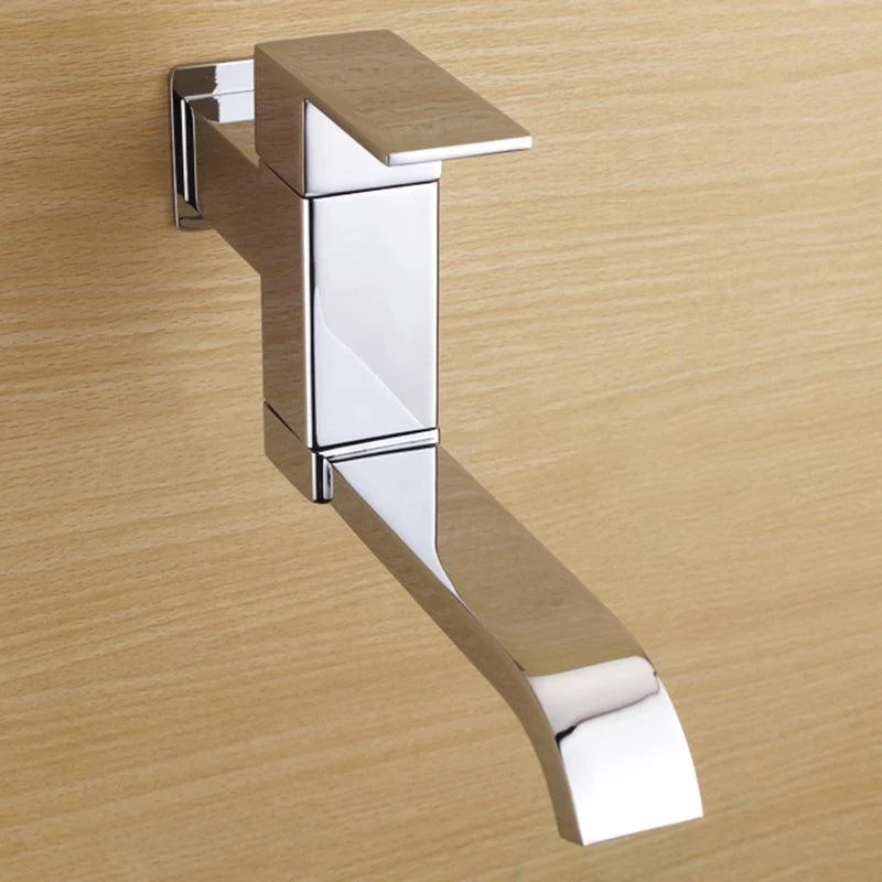 Contemporary Wall Mounted Bathroom Tap Lever Handles Low Arc Rotatable Brass Tap -Bathlova