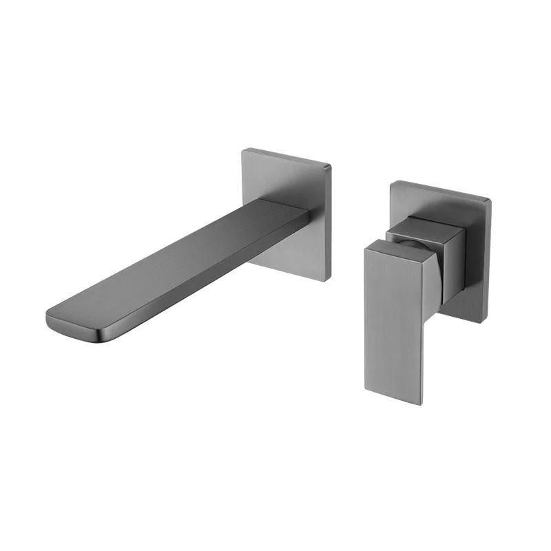 Contemporary Wall Mounted Bathroom Tap Lever Handles Solid Brass Square Tap -Bathlova