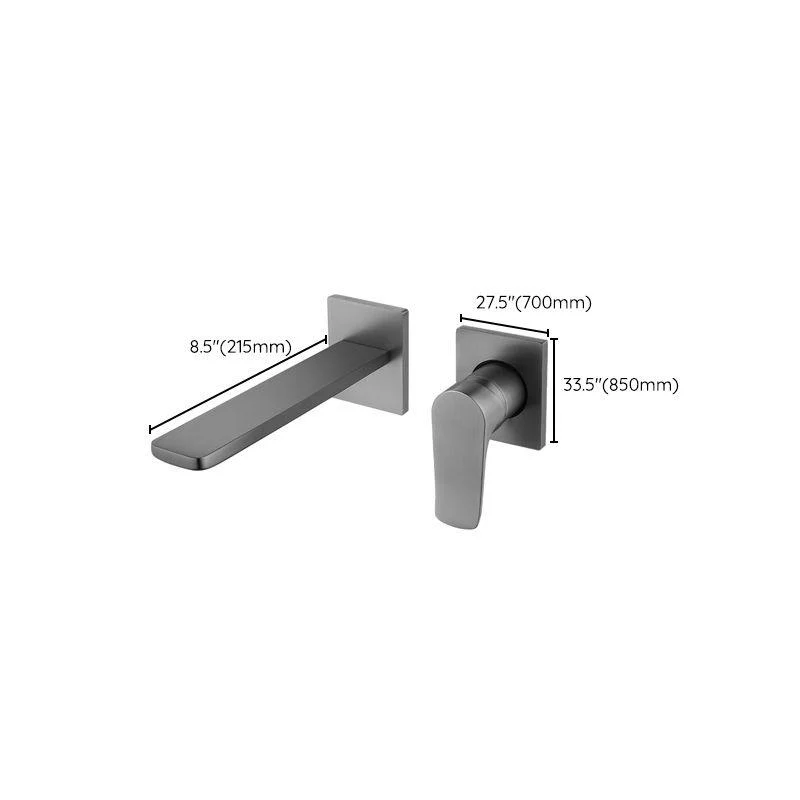 Contemporary Wall Mounted Bathroom Tap Lever Handles Solid Brass Square Tap -Bathlova