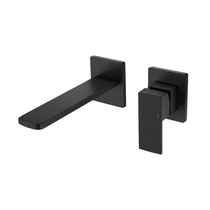 Contemporary Wall Mounted Bathroom Tap Lever Handles Solid Brass Square Tap -Bathlova