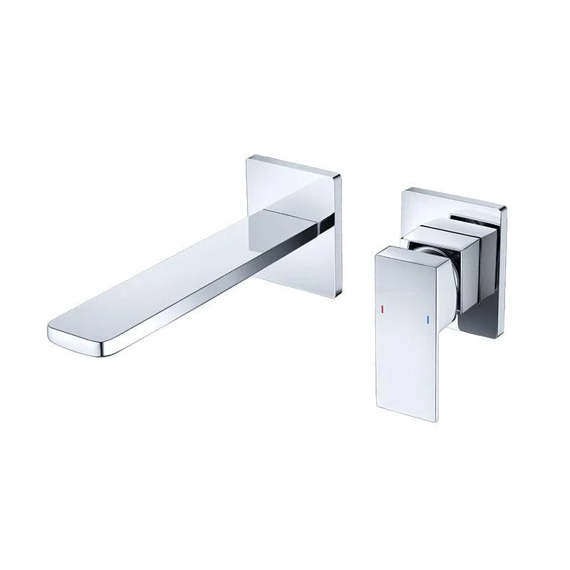 Contemporary Wall Mounted Bathroom Tap Lever Handles Solid Brass Square Tap -Bathlova