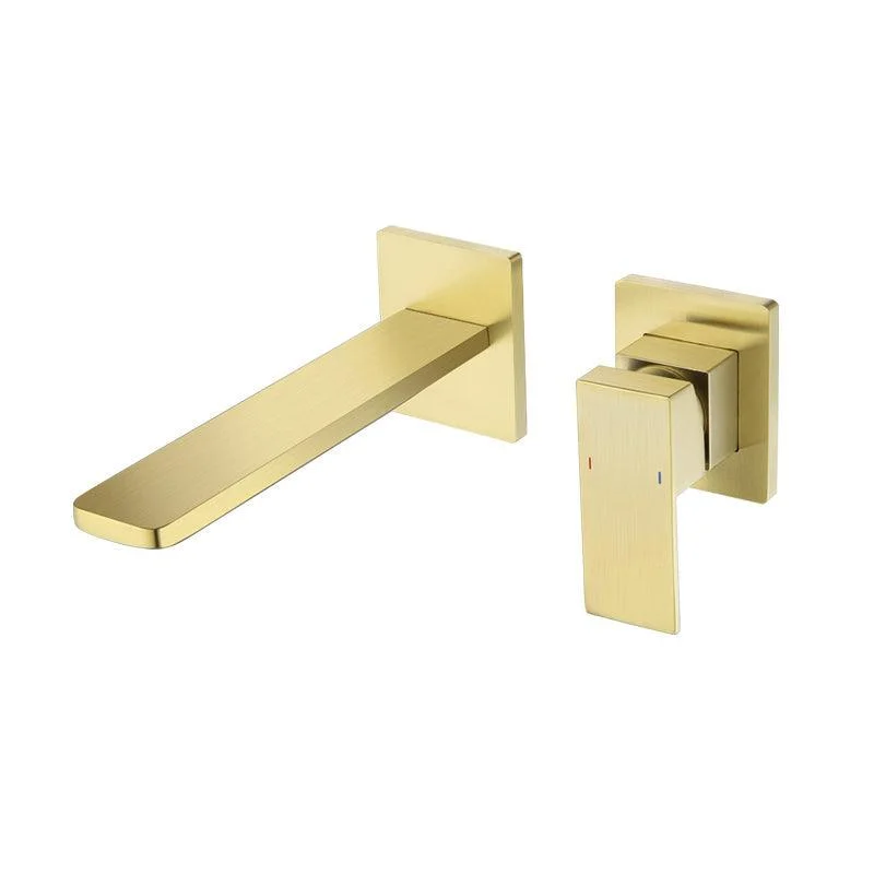 Contemporary Wall Mounted Bathroom Tap Lever Handles Solid Brass Square Tap -Bathlova