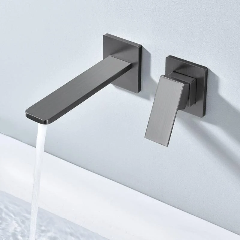 Contemporary Wall Mounted Bathroom Tap Lever Handles Solid Brass Square Tap -Bathlova