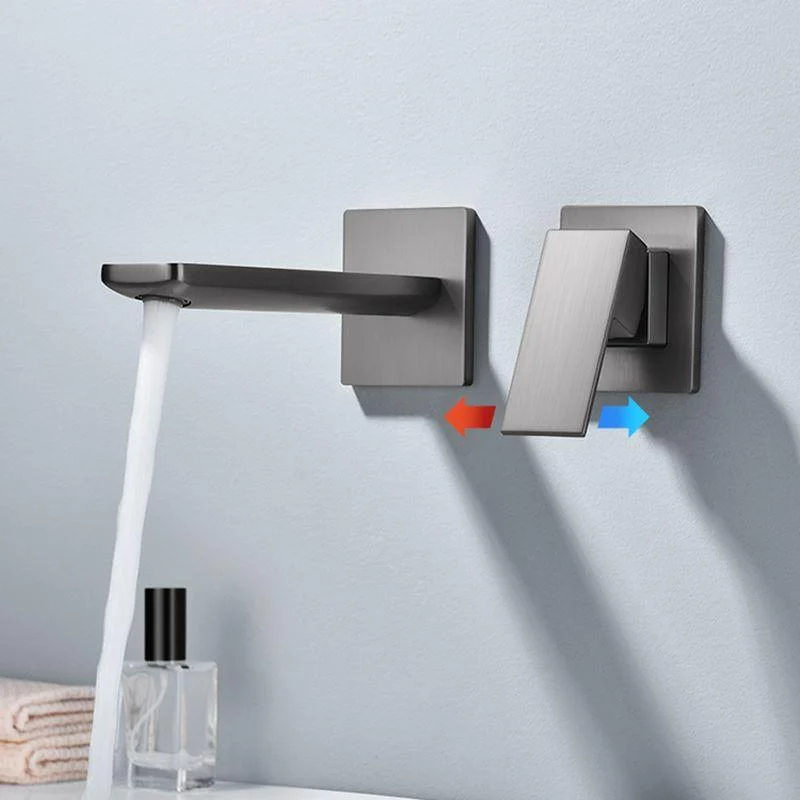 Contemporary Wall Mounted Bathroom Tap Lever Handles Solid Brass Square Tap -Bathlova