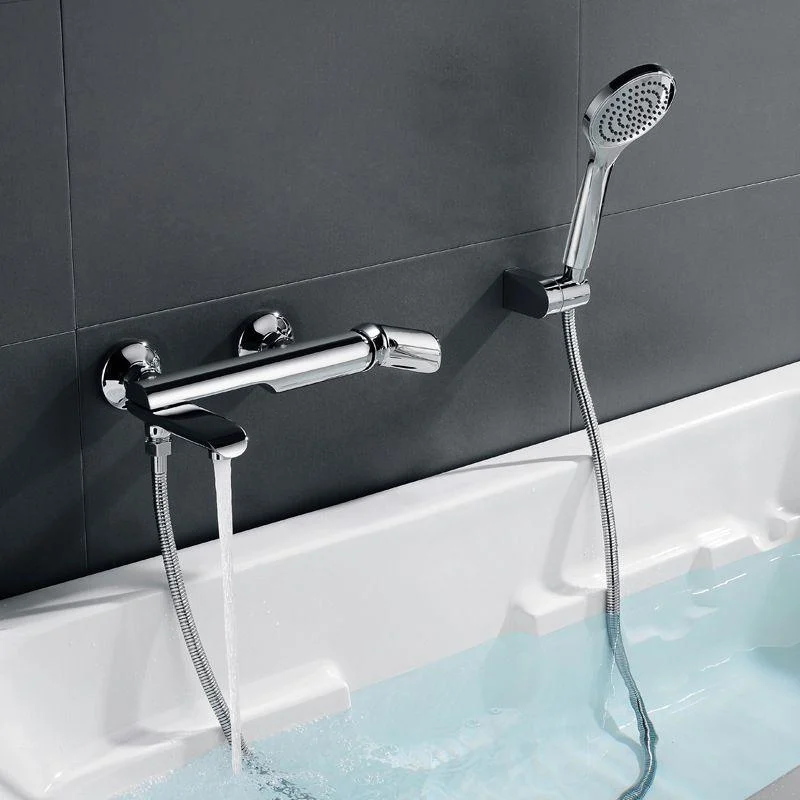 Contemporary Wall Mounted Copper Freestanding Tub Filler Single Handle Tap -Bathlova