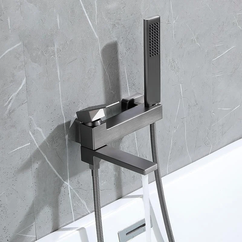 Contemporary Wall Mounted Metal Tub Filler Low Arc Lever Tub Tap Trim -Bathlova