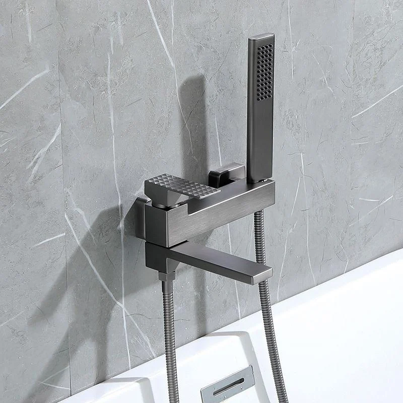 Contemporary Wall Mounted Metal Tub Filler Low Arc Lever Tub Tap Trim -Bathlova