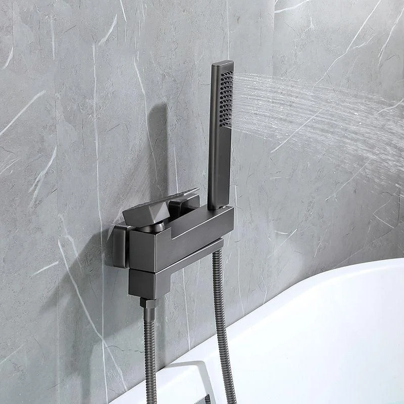 Contemporary Wall Mounted Metal Tub Filler Low Arc Lever Tub Tap Trim -Bathlova