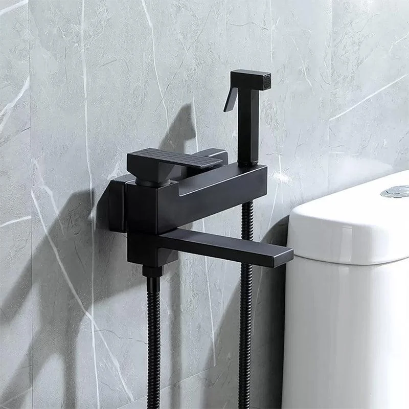 Contemporary Wall Mounted Metal Tub Filler Low Arc Lever Tub Tap Trim -Bathlova