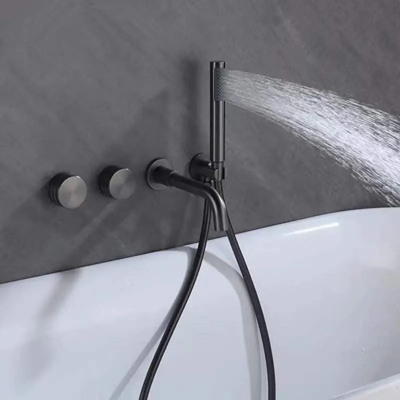 Contemporary Wall Mounted Metal Tub Filler Low Arc Waterfall Bathroom Tap -Bathlova