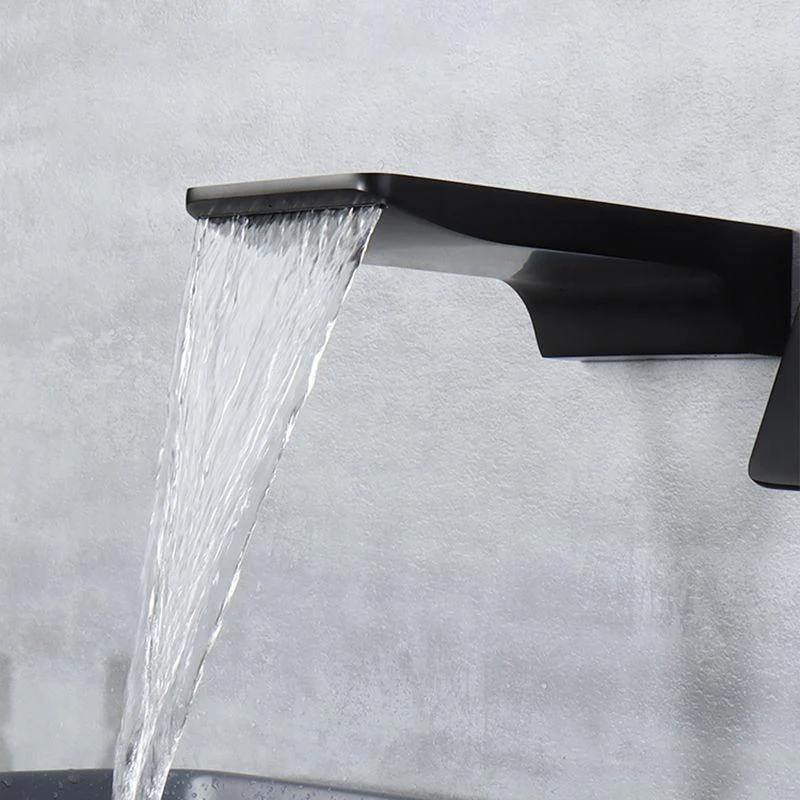 Contemporary Wall Mounted Metal Tub Filler One Handles Waterfall Tub Tap Trim -Bathlova