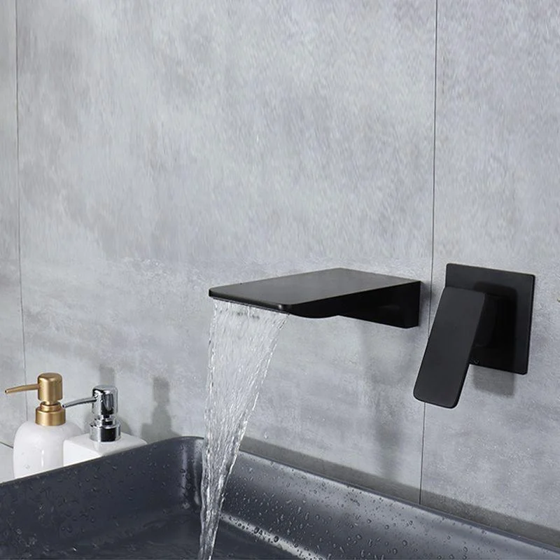 Contemporary Wall Mounted Metal Tub Filler One Handles Waterfall Tub Tap Trim -Bathlova