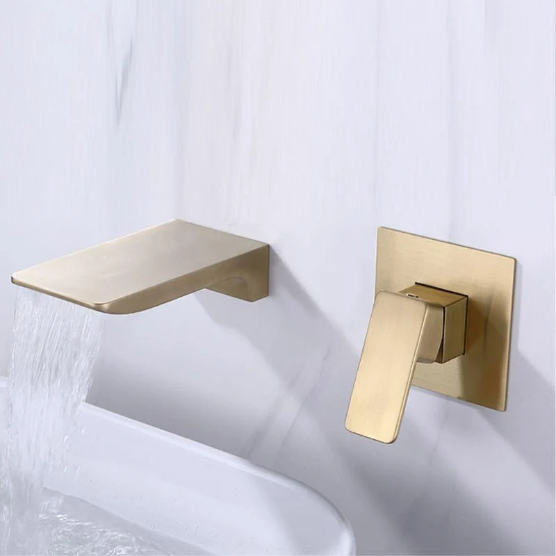 Contemporary Wall Mounted Metal Tub Filler One Handles Waterfall Tub Tap Trim -Bathlova