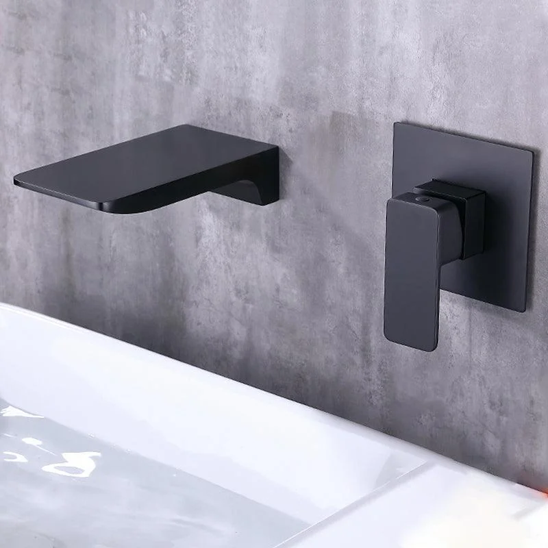 Contemporary Wall Mounted Metal Tub Filler One Handles Waterfall Tub Tap Trim -Bathlova