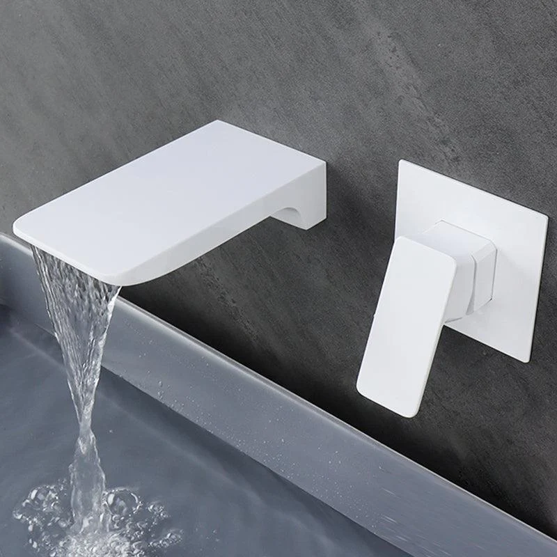 Contemporary Wall Mounted Metal Tub Filler One Handles Waterfall Tub Tap Trim -Bathlova