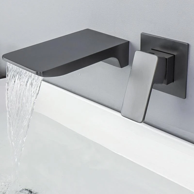 Contemporary Wall Mounted Metal Tub Filler One Handles Waterfall Tub Tap Trim -Bathlova