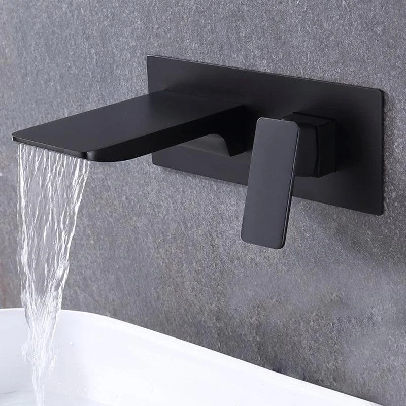 Contemporary Wall Mounted Metal Tub Filler One Handles Waterfall Tub Tap Trim -Bathlova